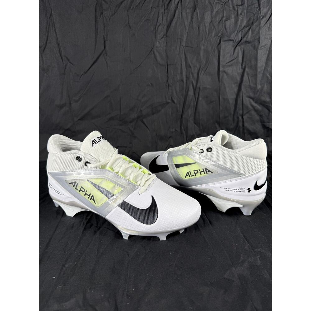 Nike Alpha Menace 4 Pro Football Shoes Mens 9.5 Cleats FD7037-100 White Black